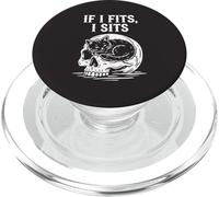 If I Fits I Sits Cat Skull Funny Gothic Dark Meme Humor 7 PopSockets PopGrip for MagSafe