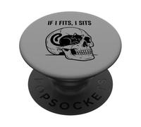 If I Fits I Sits Cat Skull Funny Gothic Dark Meme Humor 8 PopSockets Adhesive PopGrip