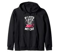 If I Fits I Sits My Cat Cute Kitten Cup Coffee Zip Hoodie