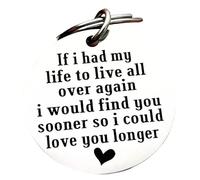 " If I had my life to live all over again, I would find you sooner so I could love you longer " keyring with love heart, measuring 5cm x 3cm overall with a 3cm x 3cm disc.