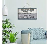 If I Juts Lay Here Would You Lie with Me And Just Forget The World Wood Pallet Wall Plaque Sign Personalized Room Wall Decor Wooden Plaque Sign Vertical Wood Sign for Bedroom Dinning Room 6x10 Inch