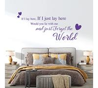 If I Lay here... Would You Lie with me and just Forget the World - Wall Quote, Wall Art Sticker [Medium] [Purple]