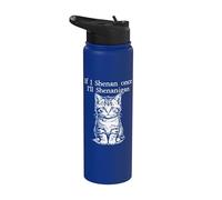 If I Shenan Once I'll Shenanigan Funny Irish Cat Stainless Steel Insulated Water Bottle