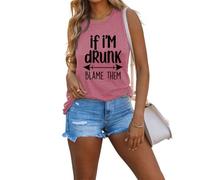 If I'm Drunk Blame Them Funny Drinking Tank Top Day Drinking Shirt Novelty Shirt for Women, 6-rosy, XL