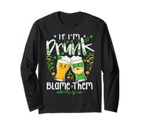 If I'm Drunk Blame Them Irish Beer Couple Patricks Day Party Long Sleeve T-Shirt