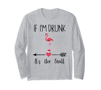 If I'm Drunk It's Her Fault Wine Flamingo Matching Couples Long Sleeve T-Shirt
