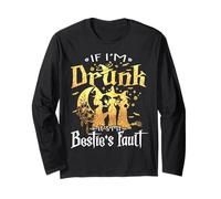 If I'm Drunk It's My Bestie's Fault Moon Witches Halloween Long Sleeve T-Shirt