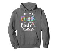 If I'm Drunk It's My Bestie's Fault Summer Bestie Tie Dye Pullover Hoodie, Adult Unisex, Asphalt Grey, Large