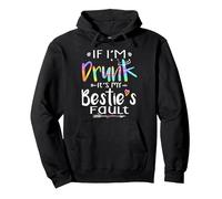 If I'm Drunk It's My Bestie's Fault Summer Bestie Tie Dye Pullover Hoodie, Adult Unisex, Black, Medium
