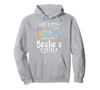 If I'm Drunk It's My Bestie's Fault Summer Bestie Tie Dye Pullover Hoodie, Adult Unisex, Heather Grey, X-Large