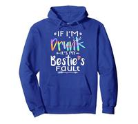 If I'm Drunk It's My Bestie's Fault Summer Bestie Tie Dye Pullover Hoodie, Adult Unisex, Royal Blue, Small