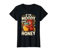 If Im Moody Give Honey Cute Bear Funny Bees Value Graphic T-Shirt, Women, Black, S