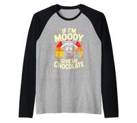 If Im Moody Give Me Chocolate Raccoon Humor Raglan Baseball Tee