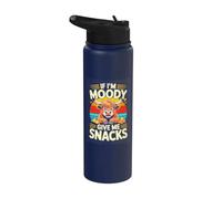 If Im Moody Give Me Snacks Funny Cow Snack Lover Stainless Steel Insulated Water Bottle