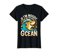 If Im Moody Give Me The Ocean Gcean Shark Value Graphic T-Shirt, Women, Black, M