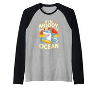 If Im Moody Give Me The Ocean Shark Surf Summer Raglan Baseball Tee