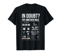 If in Doubt, Try Another Hole Funny Computer Technician Value Graphic T-Shirt, Men, Black, S
