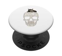 If It Fits I Sit Black Cat Skull Funny Kitty PopSockets Adhesive PopGrip
