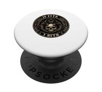 If It Fits I Sit Black Cat Skull Funny Kitty PopSockets Adhesive PopGrip