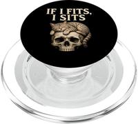 If It Fits I Sit Black Cat Skull Funny Kitty PopSockets PopGrip for MagSafe