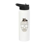 If It Fits I Sit Black Cat Skull Funny Kitty Stainless Steel Insulated Water Bottle