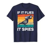 If It Flies It Spies Birds Conspiracy Theory T-Shirt, Men, Navy Blue, Medium