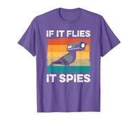 If It Flies It Spies Birds Conspiracy Theory T-Shirt, Men, Purple Heather, Medium
