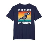 If It Flies It Spies Birds Conspiracy Theory T-Shirt, Men's Big and Tall, Navy Blue, 5X Tall