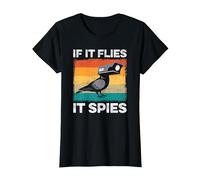 If It Flies It Spies Birds Conspiracy Theory T-Shirt, Women, Black, X-Small