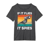 If It Flies It Spies Birds Conspiracy Theory T-Shirt, Women's Plus, Dark Heather Grey, 2X