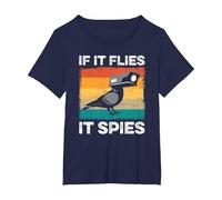 If It Flies It Spies Birds Conspiracy Theory T-Shirt, Women's Plus, Navy Blue, 2X