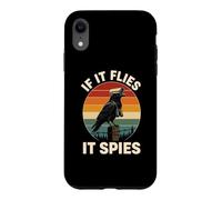 If It Flies It Spies Crow Surveillance Bird Retro Conspiracy Case for iPhone XR