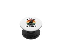 If It Flies It Spies Crow Surveillance Bird Retro Conspiracy PopSockets Adhesive PopGrip