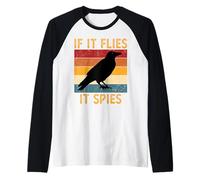 If It Flys It Spies Shirt Funny Watcher Spy Bird Raglan Baseball Tee