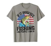 If It Involves Fishing & No People I Am in US Flag Fishing T-Shirt, Men, Slate Grey, Medium