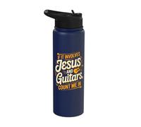 If It Involves Jesus and Guitars Count Me in Christian Musik Stainless Steel Insulated Water Bottle