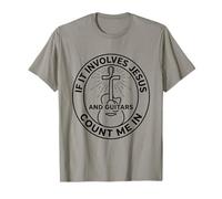 If It Involves Jesus and Guitars Count Me in Guitarist Cross T-Shirt