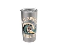 If It Swells Ride It Summer Surfer Ocean Beach ||- Stainless Steel Insulated Tumbler