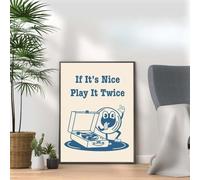 If Its Nice Play It Twice, Retro Funky Quote Print Wall Art Gift, A4 and A3 Size Frame Options Available, Home, Pub, Café, Bar Decoration Wall Art Print, Funny Cute Pictures (A3 Print Only)