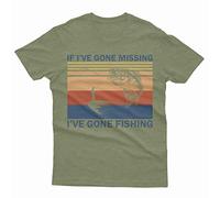 If I've Gone Missing I've Gone Fishing|Funny Fishermen Men T-Shirt|Funny Fishing Oversized T Shirts for Women Plus Size Heather Military Green M