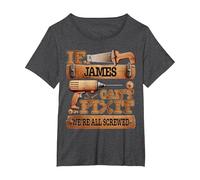 If James Can't Fix It, We're All Screwed Funny Name T-Shirt, Women's Plus, Dark Heather Grey, 4X
