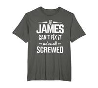 If James Can't Fix It We're Screwed Tools Mechanic Handyman T-Shirt, Men's Big and Tall, Asphalt Grey, 5X Tall