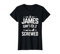If James Can't Fix It We're Screwed Tools Mechanic Handyman T-Shirt, Women, Black, Small