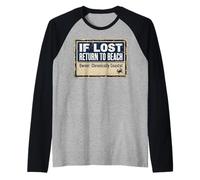 If Lost Return to Beach Coastal Crab Sign Raglan Baseball Tee