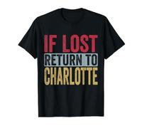 If Lost Return to Charlotte Relationship Couple Matching Value Graphic T-Shirt, Men, Black, XL