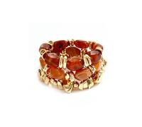 IF ME Boho Bracelet Set for Women, Chunky Brown Beaded Stackable Bracelets, M, Resin, no gemstone