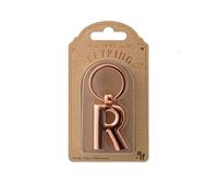 IF Metal Letter Keyring Personalised Alphabet Letters - Rose Gold - R
