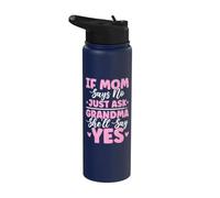 If Mom Says No Just Ask Grandma She'll Say Yes Granny Jokes Stainless Steel Insulated Water Bottle