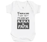 If Mum Dad Nana & Papa Baby Gift, Baby Boy Bodysuit, Baby Girl Bodysuit - 0-3 Months White