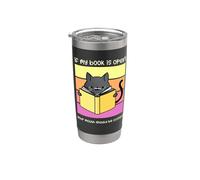 If My Book is Open Your Mouth Should Be Closed Cat Reading Stainless Steel Insulated Tumbler